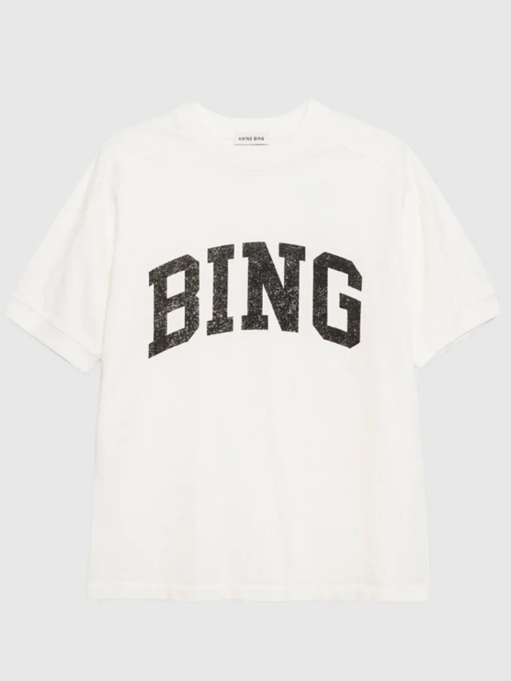 Anine Bing White 'BING' Graphic Short Sleeve Graphic Tee Black Logo T Shirt